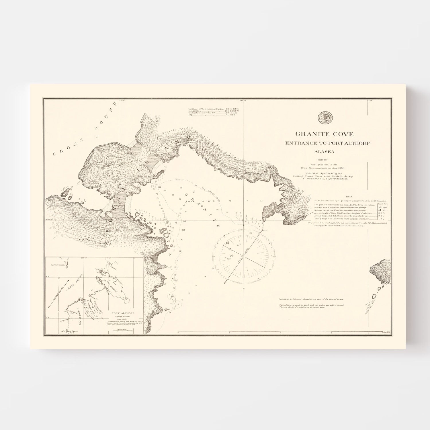 Vintage Granit Cove, Port Althorp, AK Map 1894
