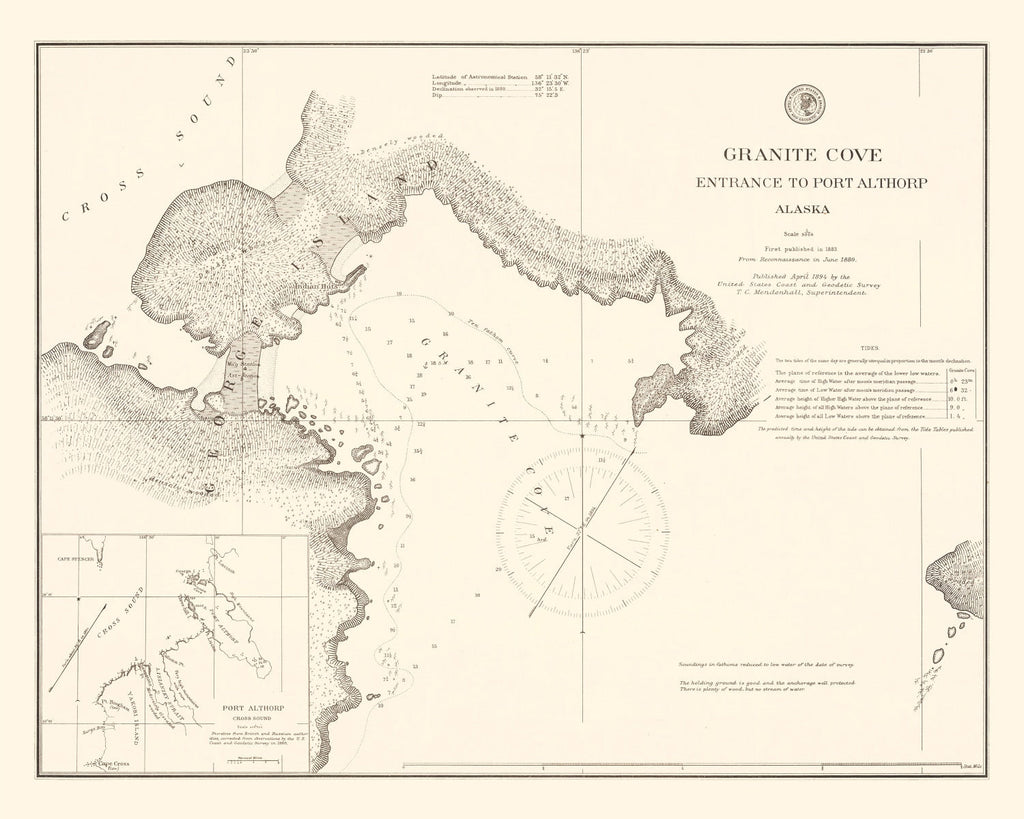 Vintage Granit Cove, Port Althorp, AK Map 1894