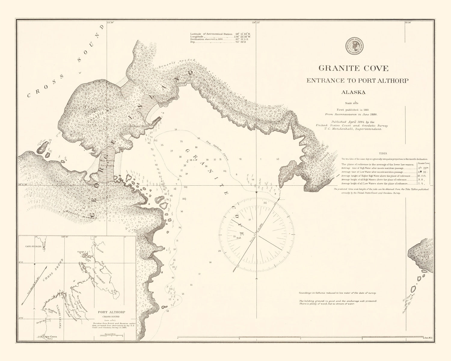 Vintage Granit Cove, Port Althorp, AK Map 1894
