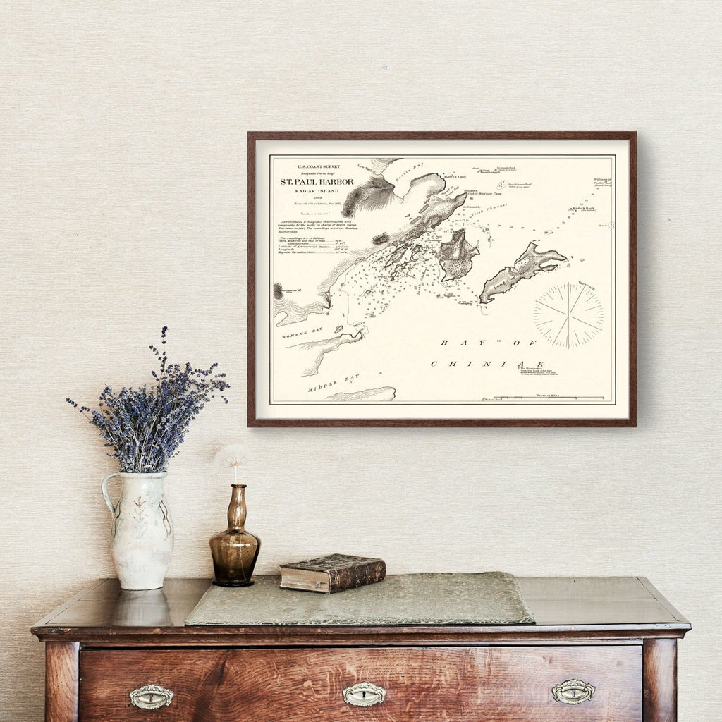 Vintage Saint Paul Harbor, Kodiak Island Map 1881