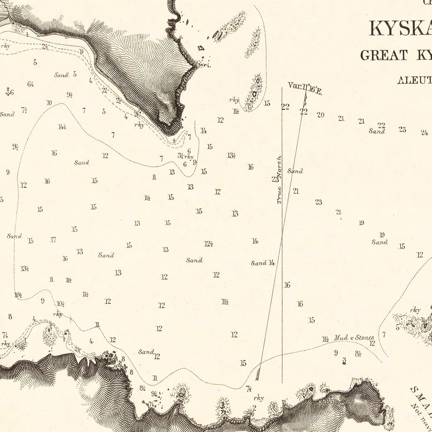 Vintage Kyska Harbor Map 1875