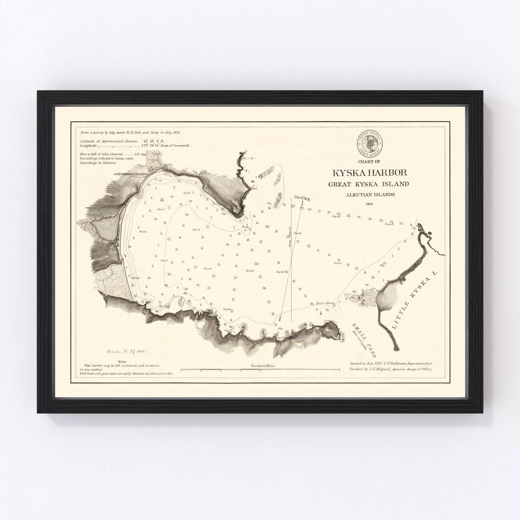 Vintage Kyska Harbor Map 1875