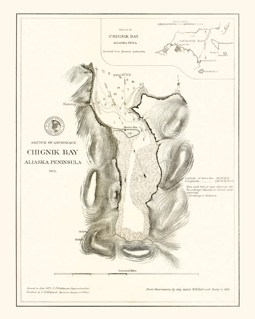 Vintage Map of Anchorage, Alaska 1875