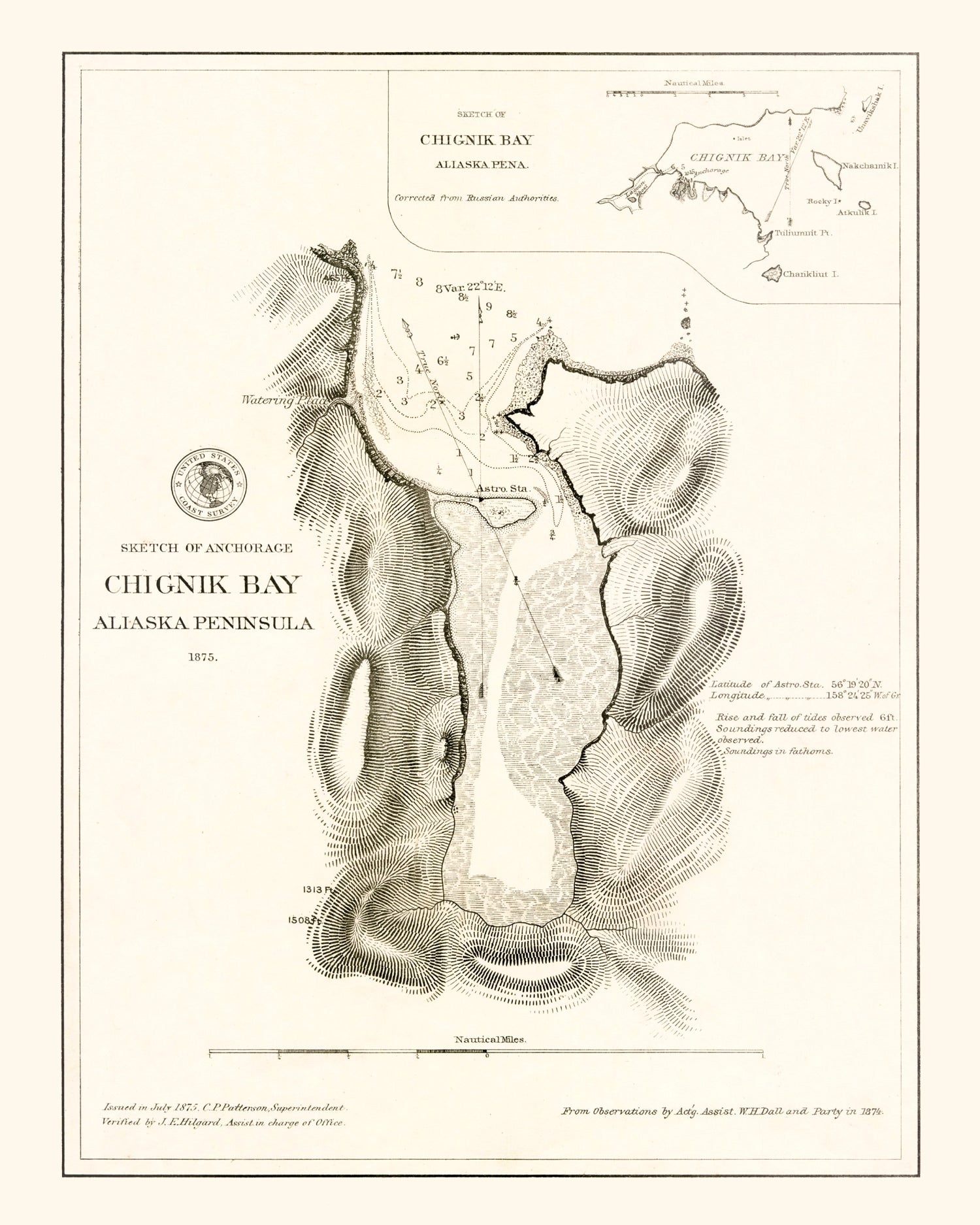 Vintage Map of Anchorage, Alaska 1875