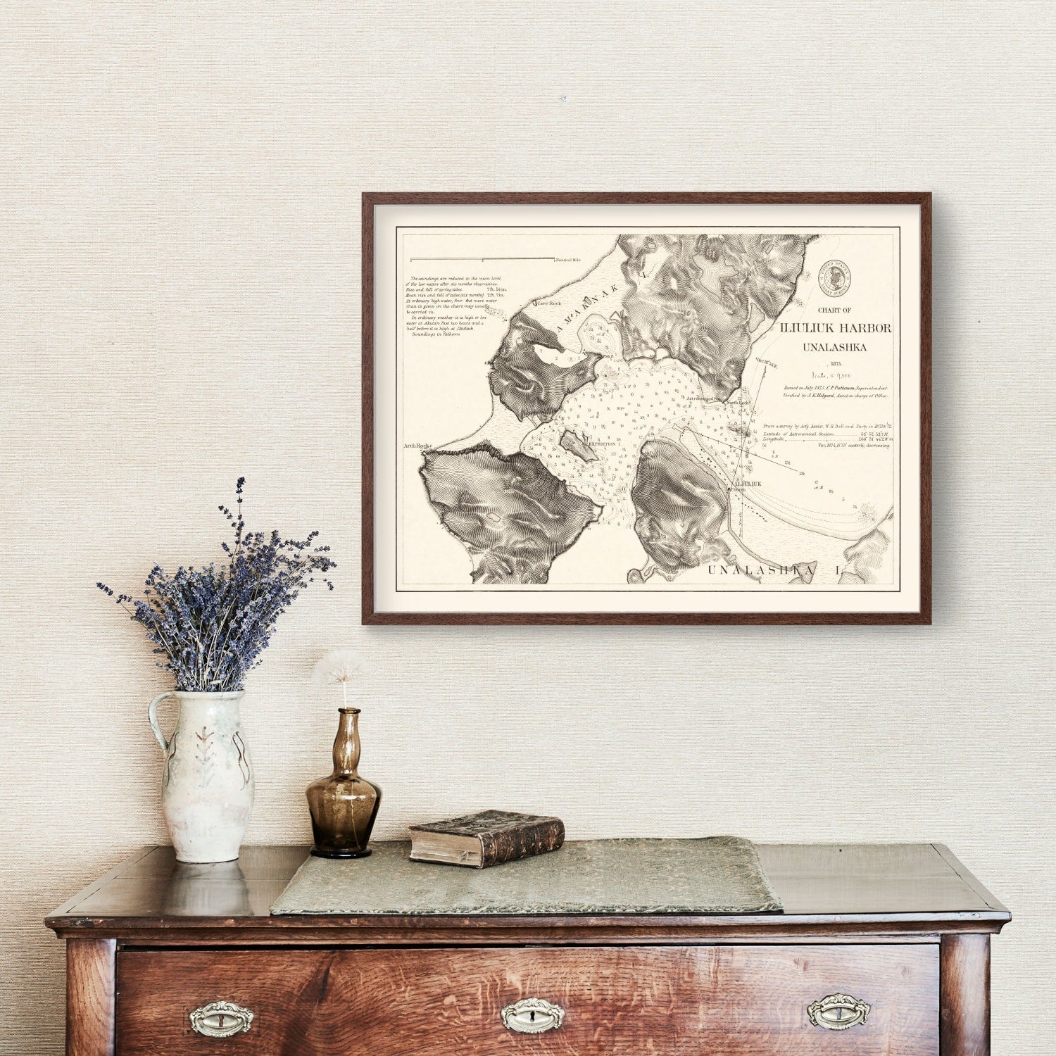 Vintage Iliuliuk Harbor, Unalashka Map 1875