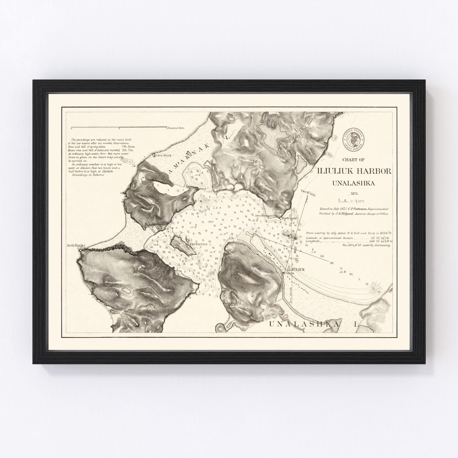 Vintage Iliuliuk Harbor, Unalashka Map 1875