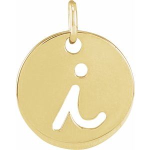 14K Yellow Gold Script Initial I Pendant