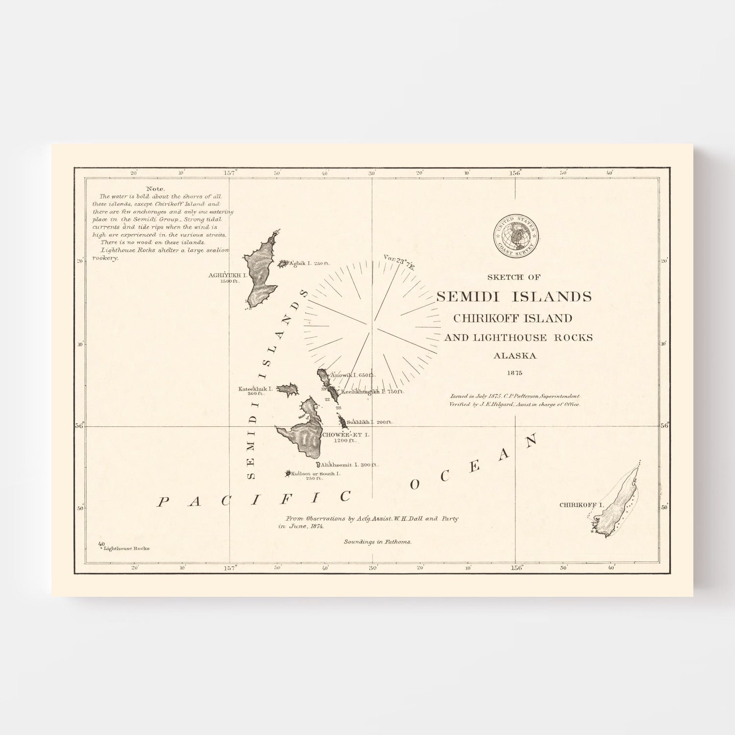 Vintage Semidi Islands, AK Map 1875