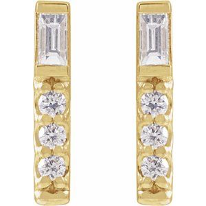14K Yellow Gold 1/5 CTW Natural Diamond Bar Earrings – image 2