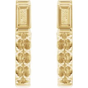 14K Yellow Gold 3x1.5 mm Straight Baguette Accented Bar Earring Mounting – image 2