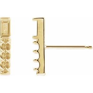 14K Yellow Gold 3x1.5 mm Straight Baguette Accented Bar Earring Mounting