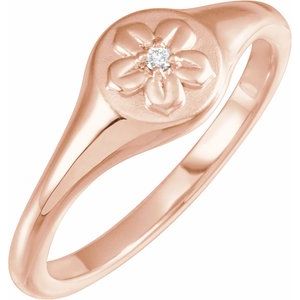 14K Rose Gold .015 CT Natural Diamond Floral Ring