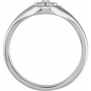 14K White Gold .015 CT Natural Diamond Floral Ring