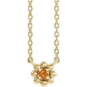 14K Yellow Gold Natural Citrine Beaded Youth 16" Necklace