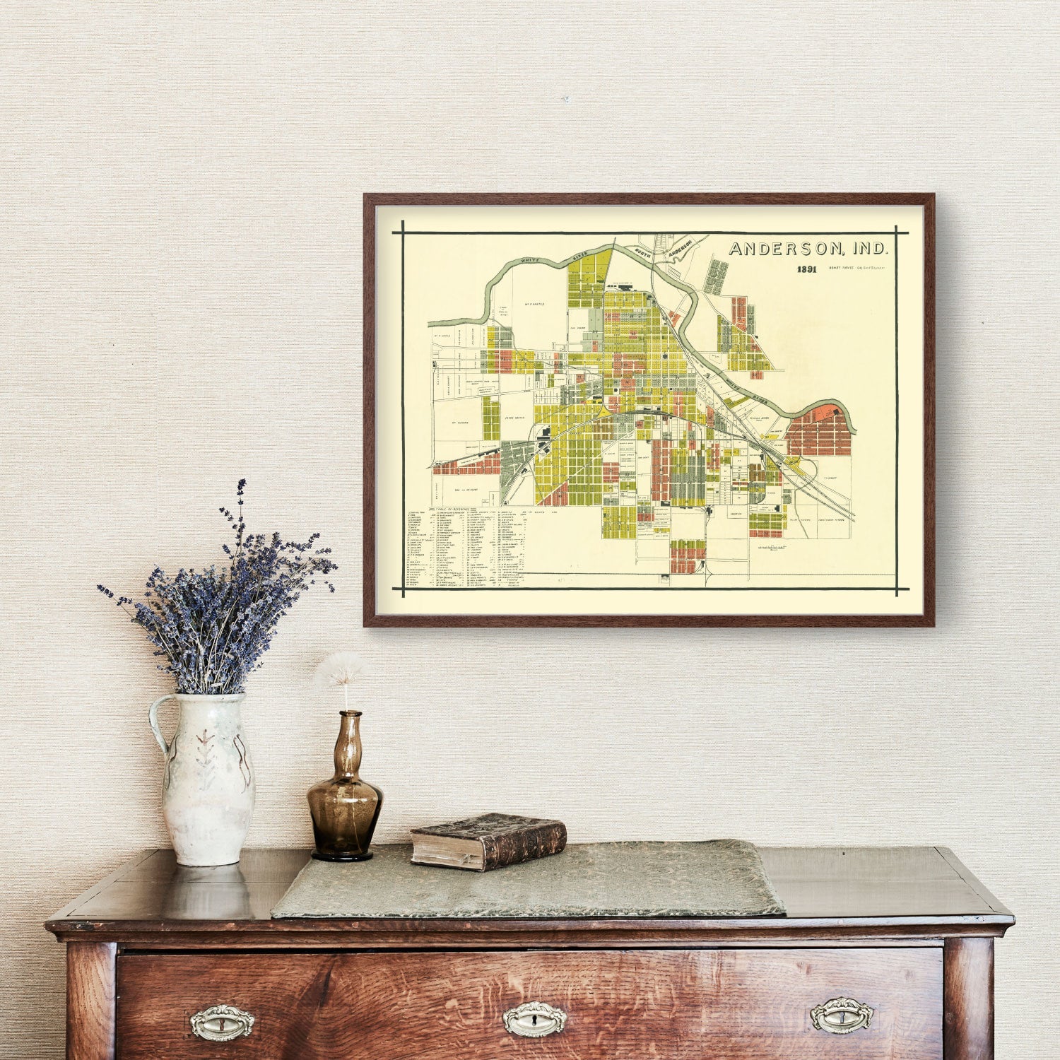 Vintage Map of Anderson, Indiana 1891