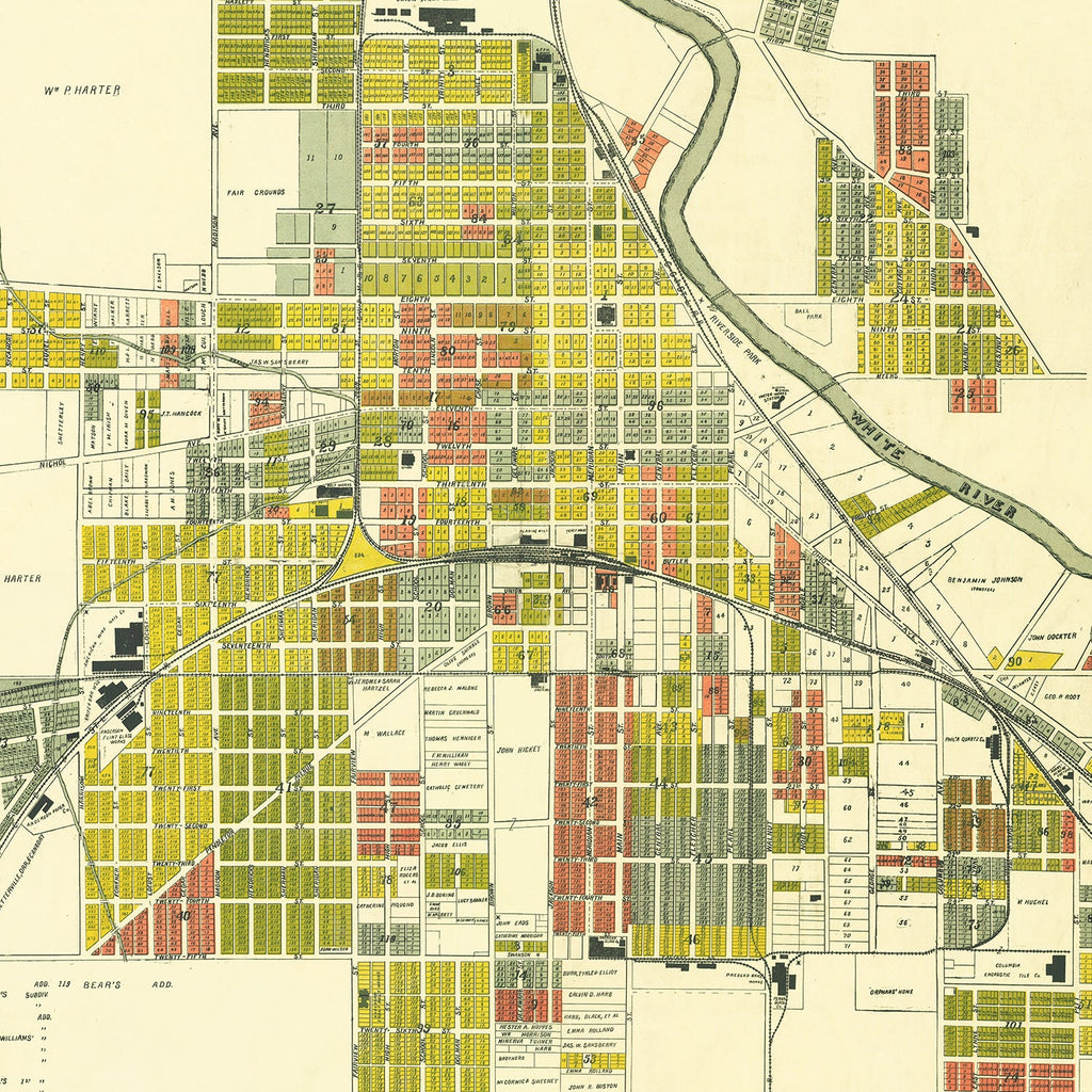 Vintage Map of Anderson, Indiana 1891