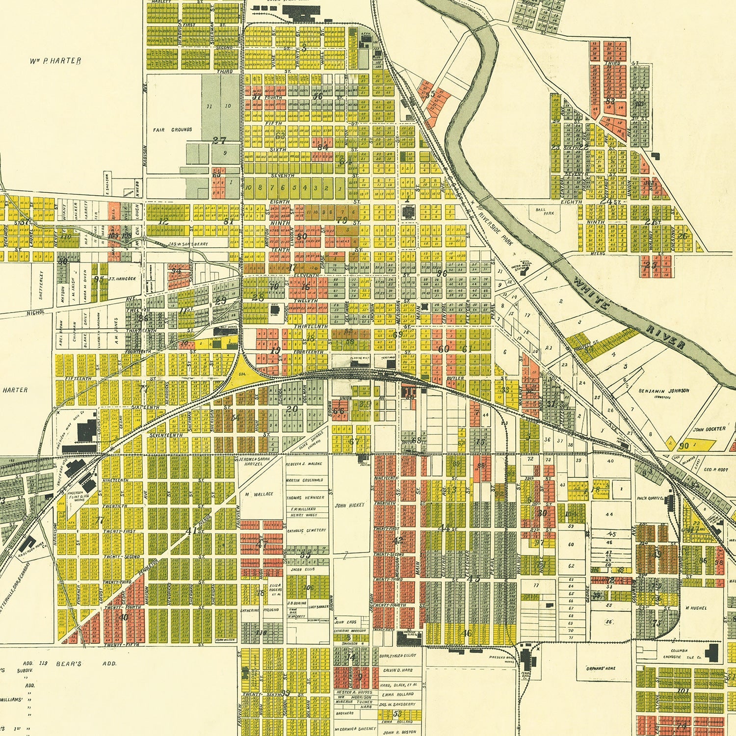 Vintage Map of Anderson, Indiana 1891
