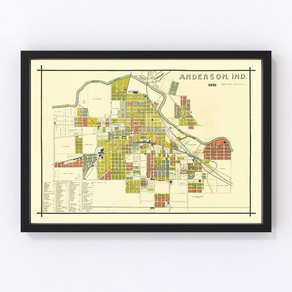 Vintage Map of Anderson, Indiana 1891