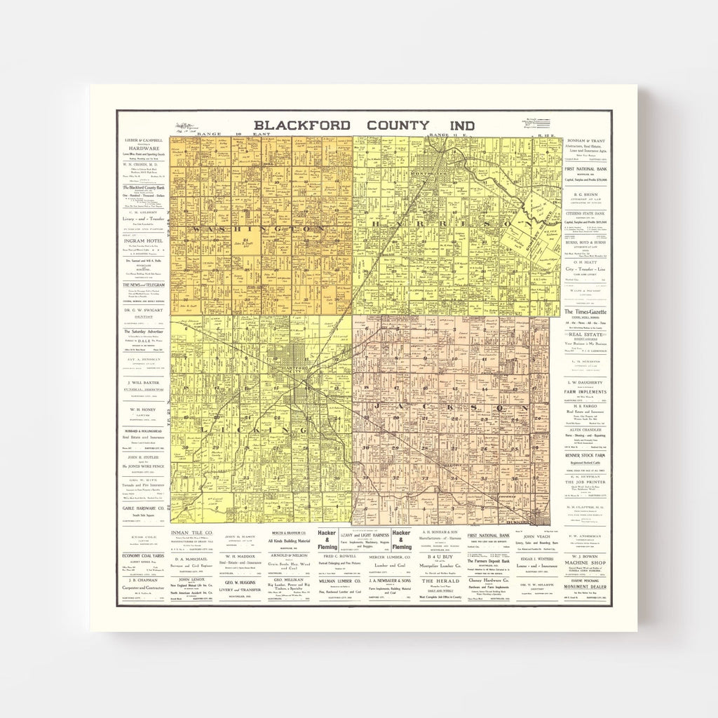 Vintage Map of Blackford County, Indiana 1905