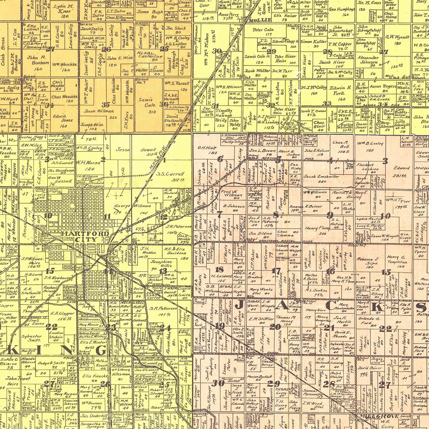 Vintage Map of Blackford County, Indiana 1905