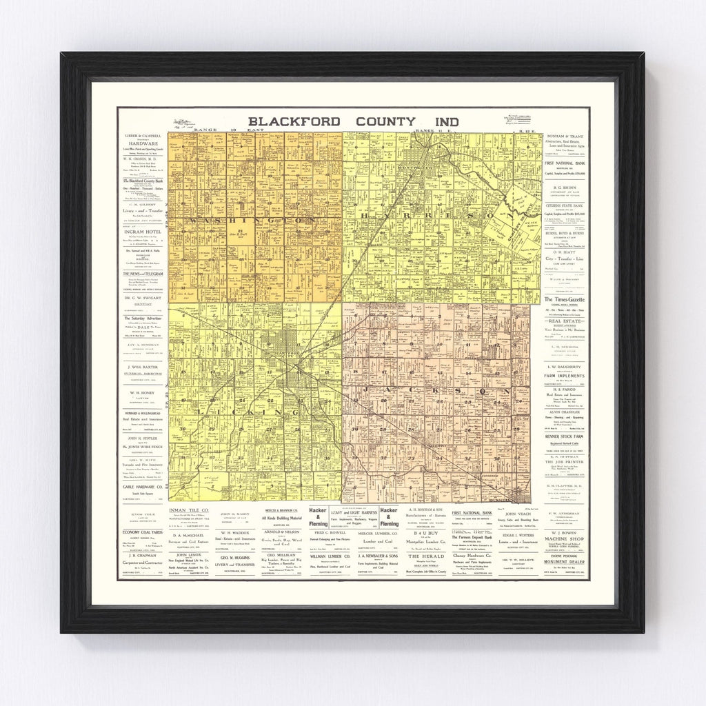 Vintage Map of Blackford County, Indiana 1905