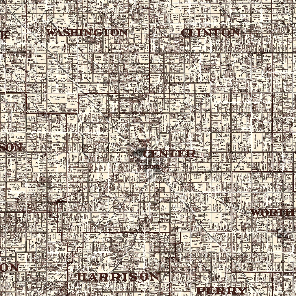 Vintage Map of Boone County, Indiana 1936