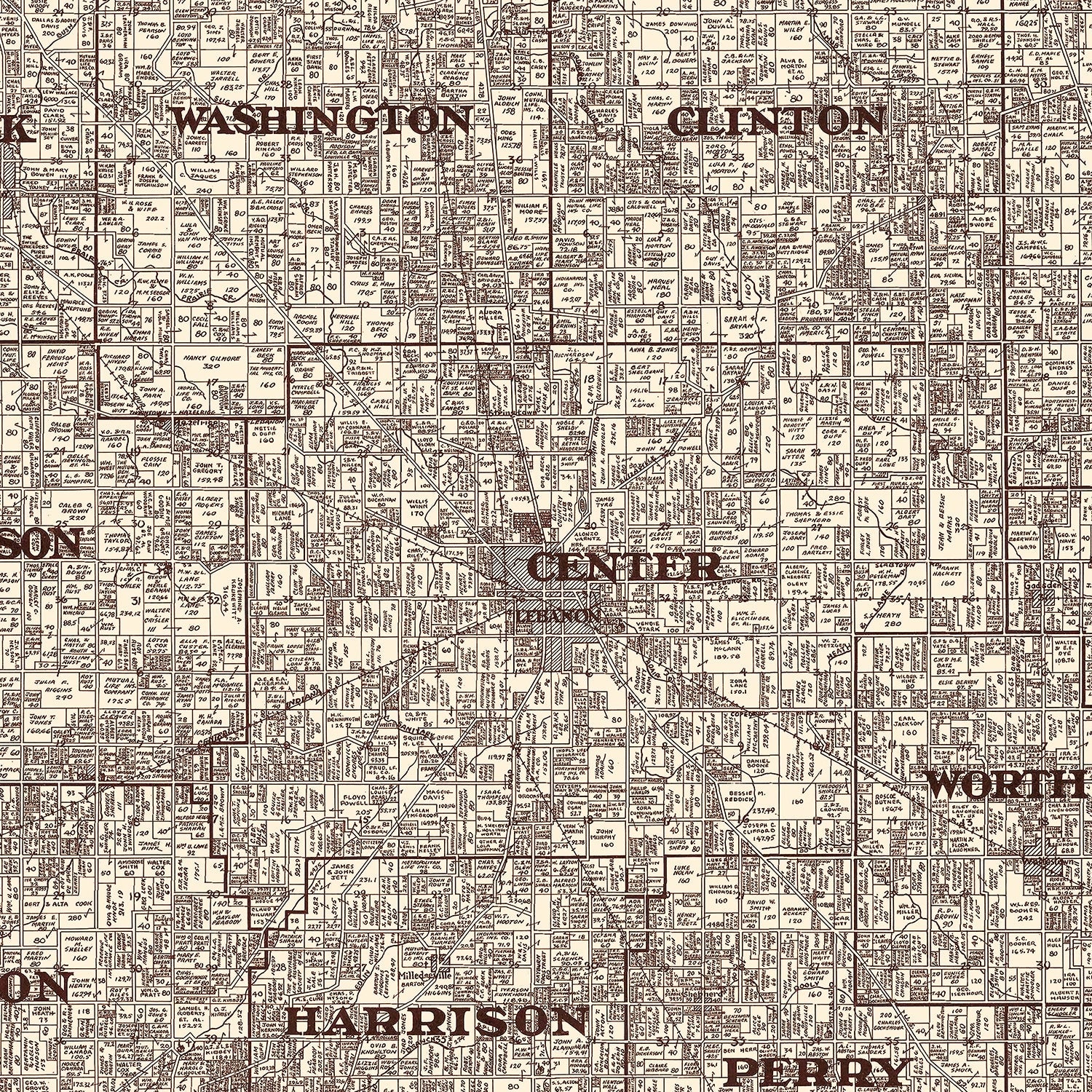 Vintage Map of Boone County, Indiana 1936