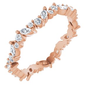 14K Rose 3/4 CTW Natural Diamond Eternity Band Size 7.5