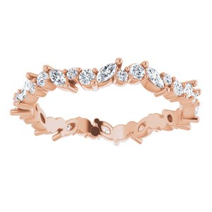 14K Rose 3/4 CTW Natural Diamond Eternity Band Size 7.5
