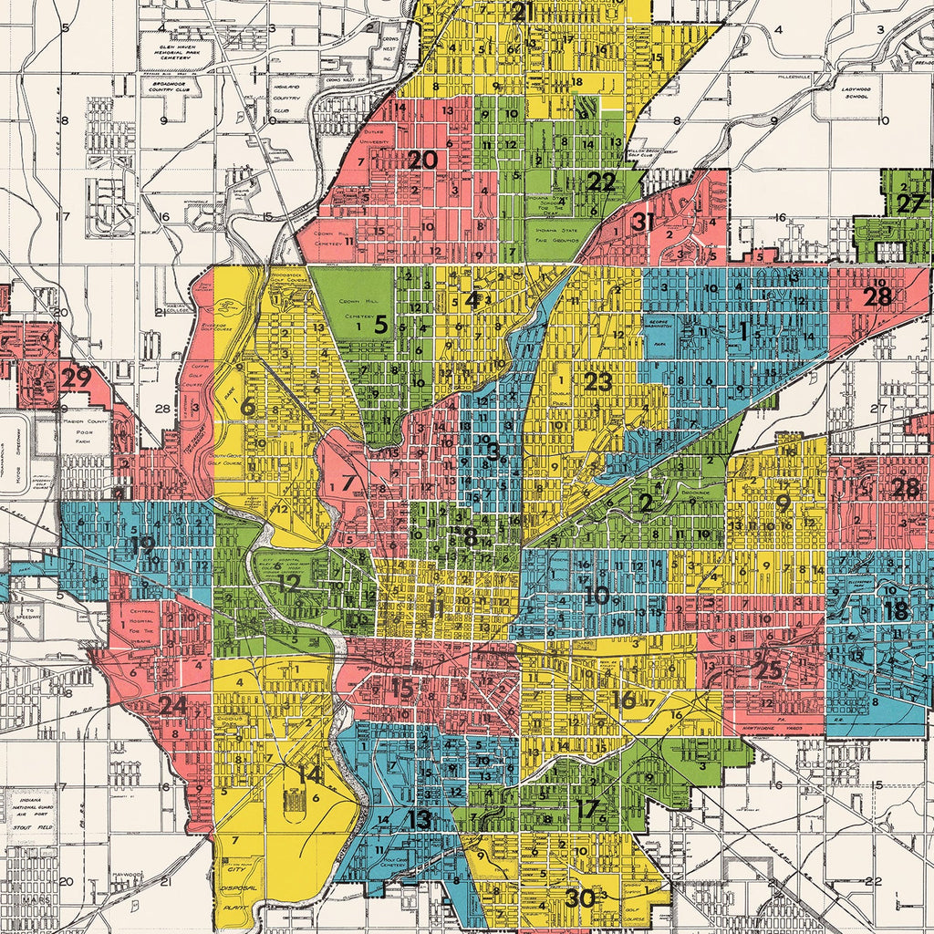 Vintage Map of Indianapolis, Indiana 1958