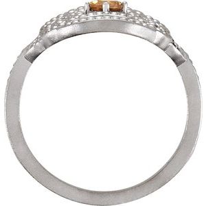 Sterling Silver Citrine Granulated Ring