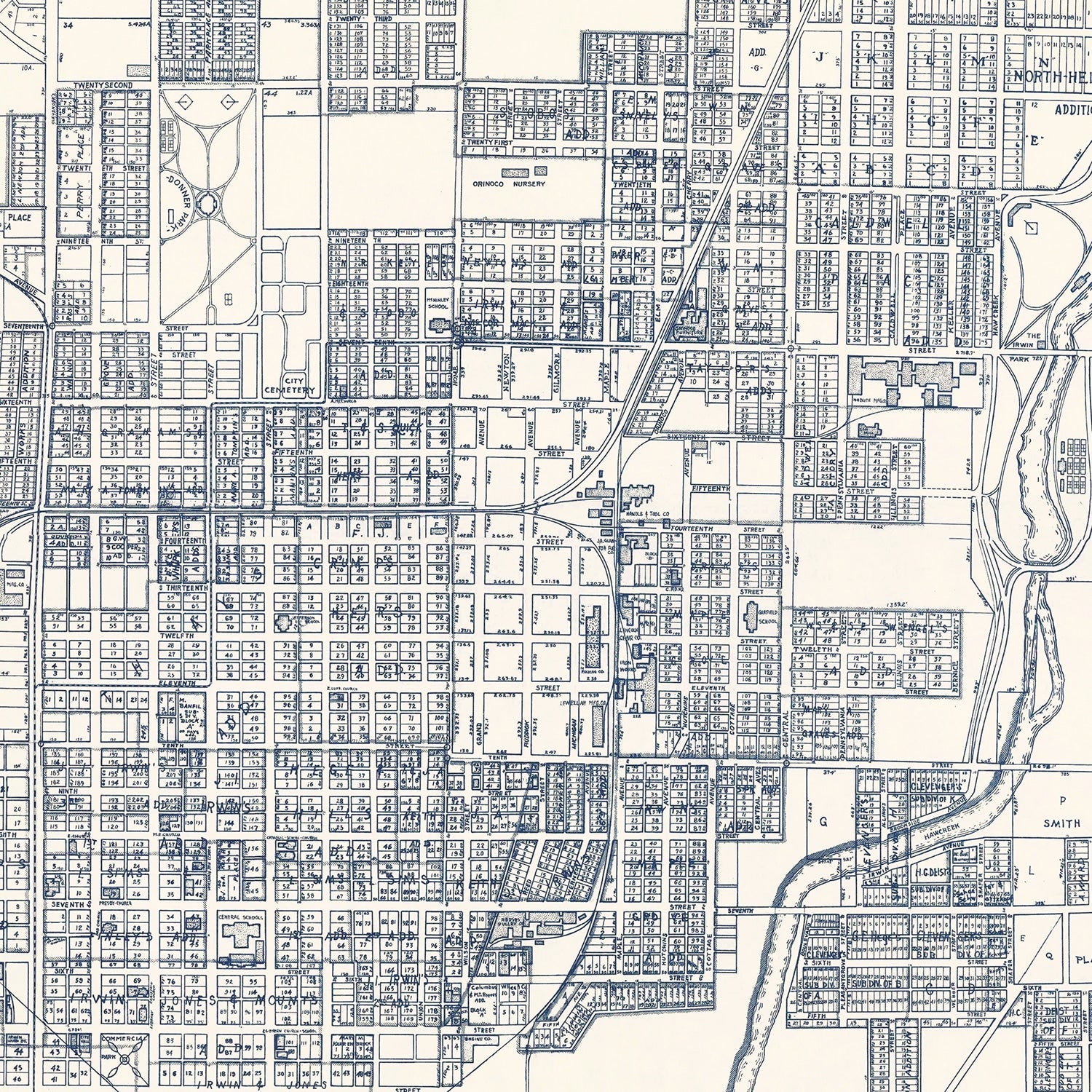 Vintage Map of Columbus, Indiana 1930