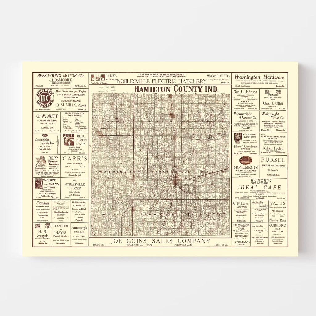 Vintage Map of Hamilton County, Indiana 1919