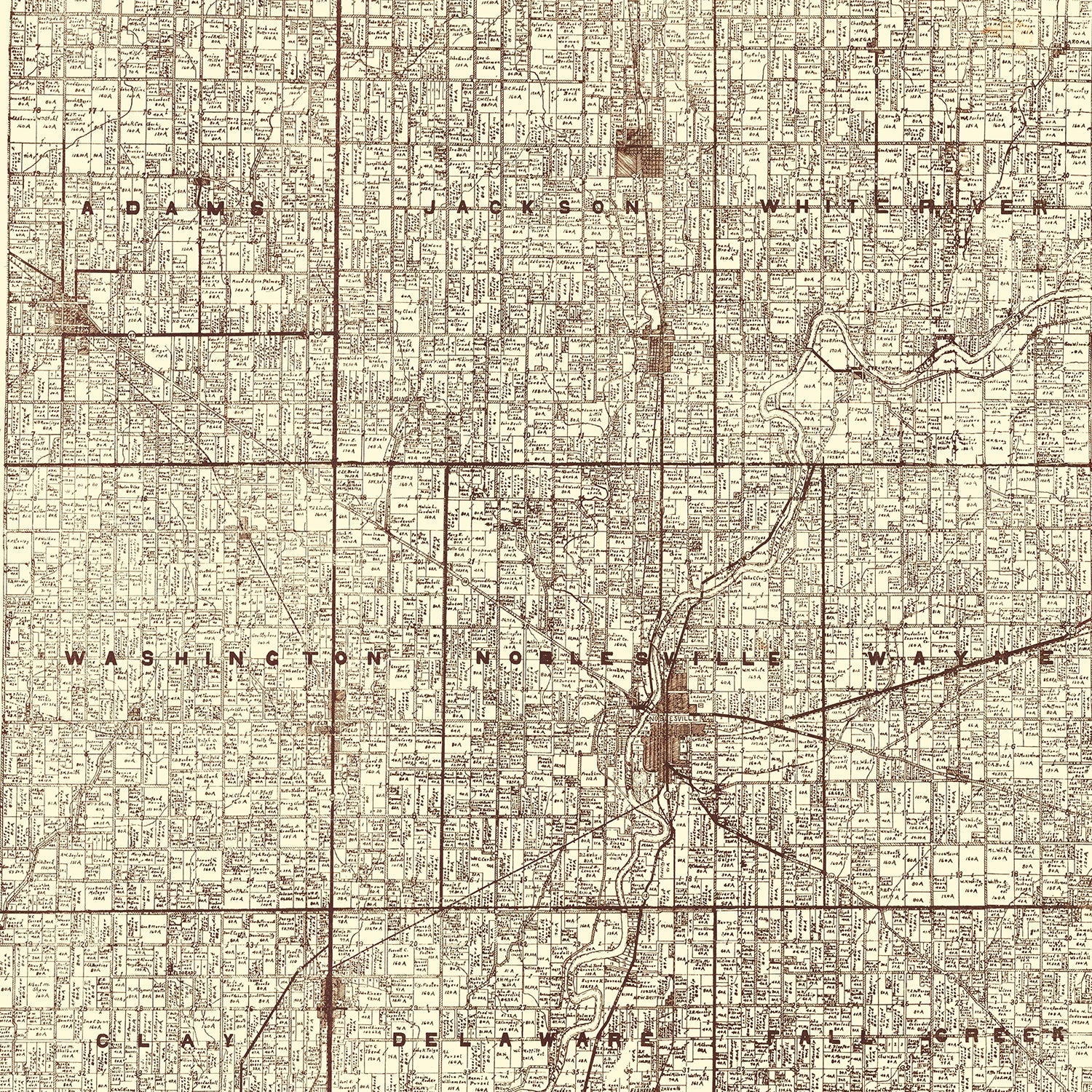 Vintage Map of Hamilton County, Indiana 1919