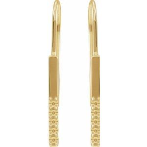 14K Yellow Gold 1.7 mm Round 17 mm Accented Bar Earring – image 2