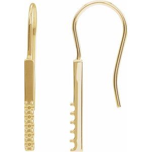 14K Yellow Gold 1.7 mm Round 17 mm Accented Bar Earring