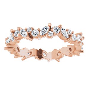 14K Rose 3/4 CTW Natural Diamond Eternity Band Size 4.5