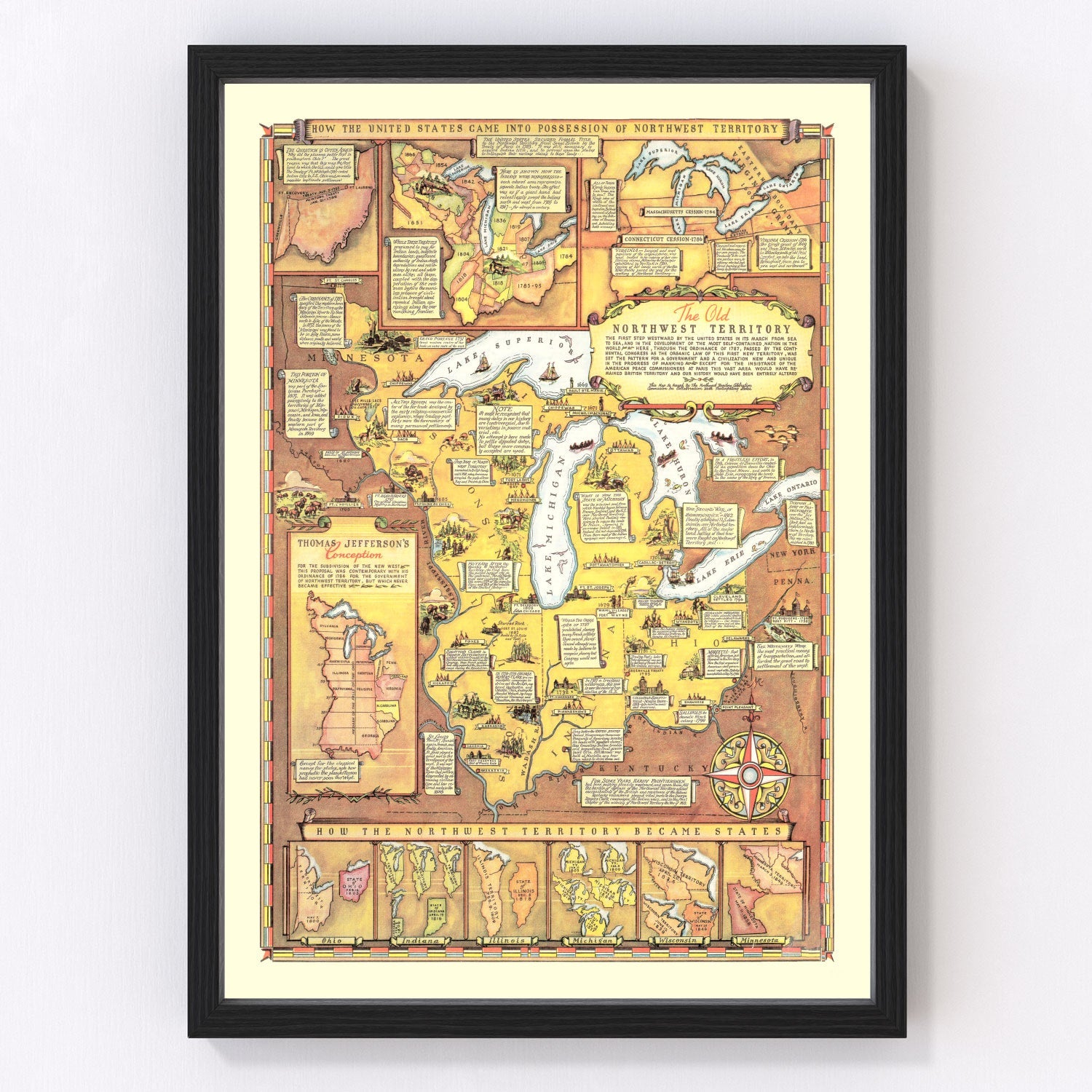 Vintage Map of the Old Northwest Territory 1787