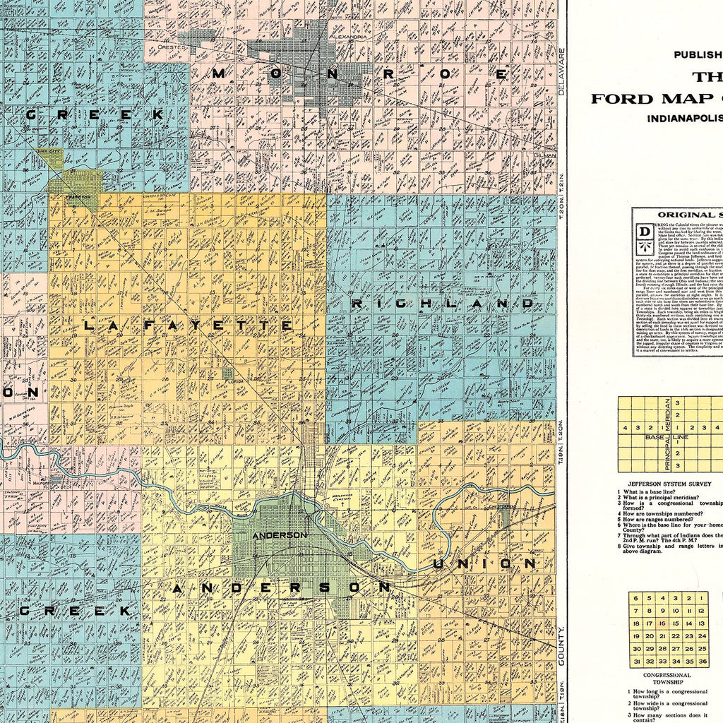 Vintage Map of Madison County, Indiana 1921