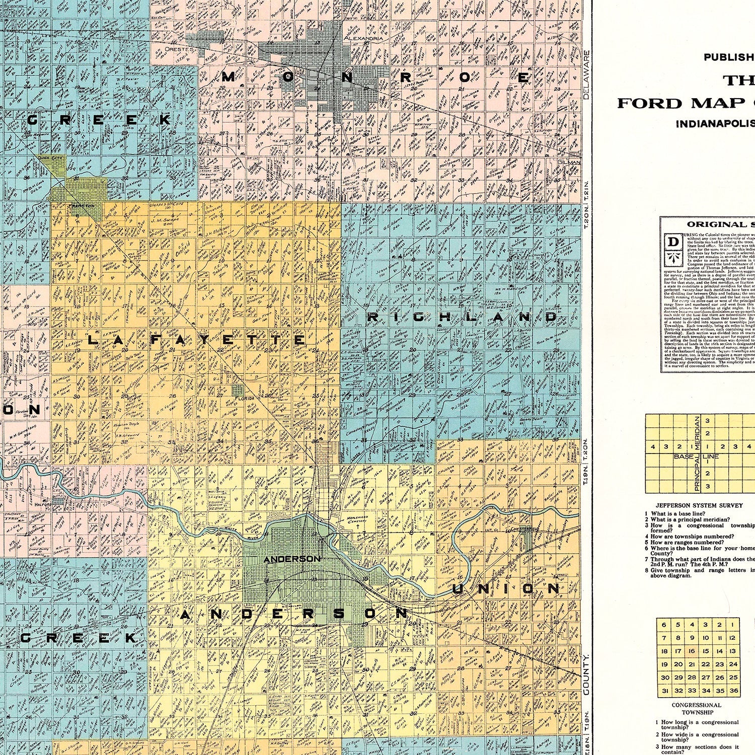 Vintage Map of Madison County, Indiana 1921