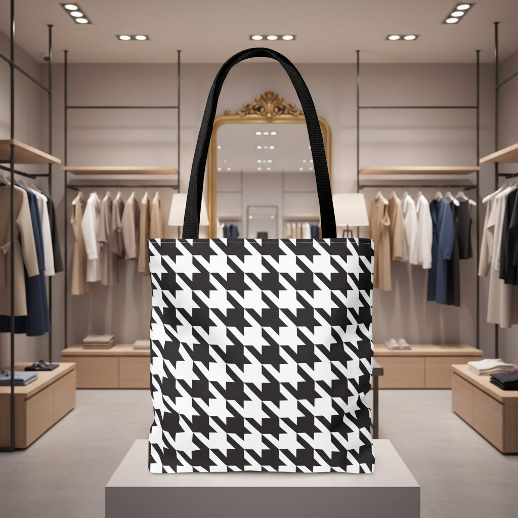 Black & White Houndstooth Tote Bag