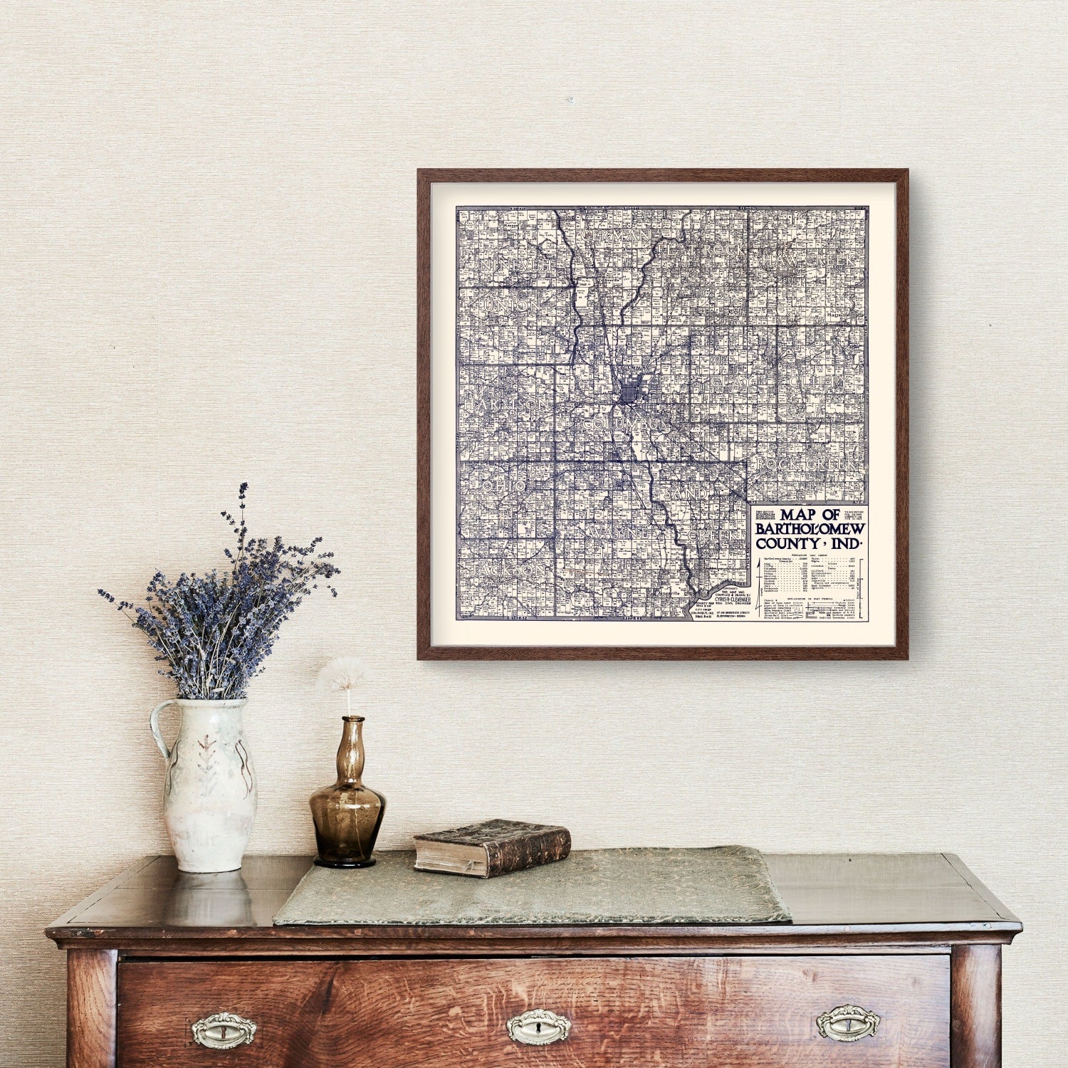 Vintage Map of Bartholomew County, Indiana 1925