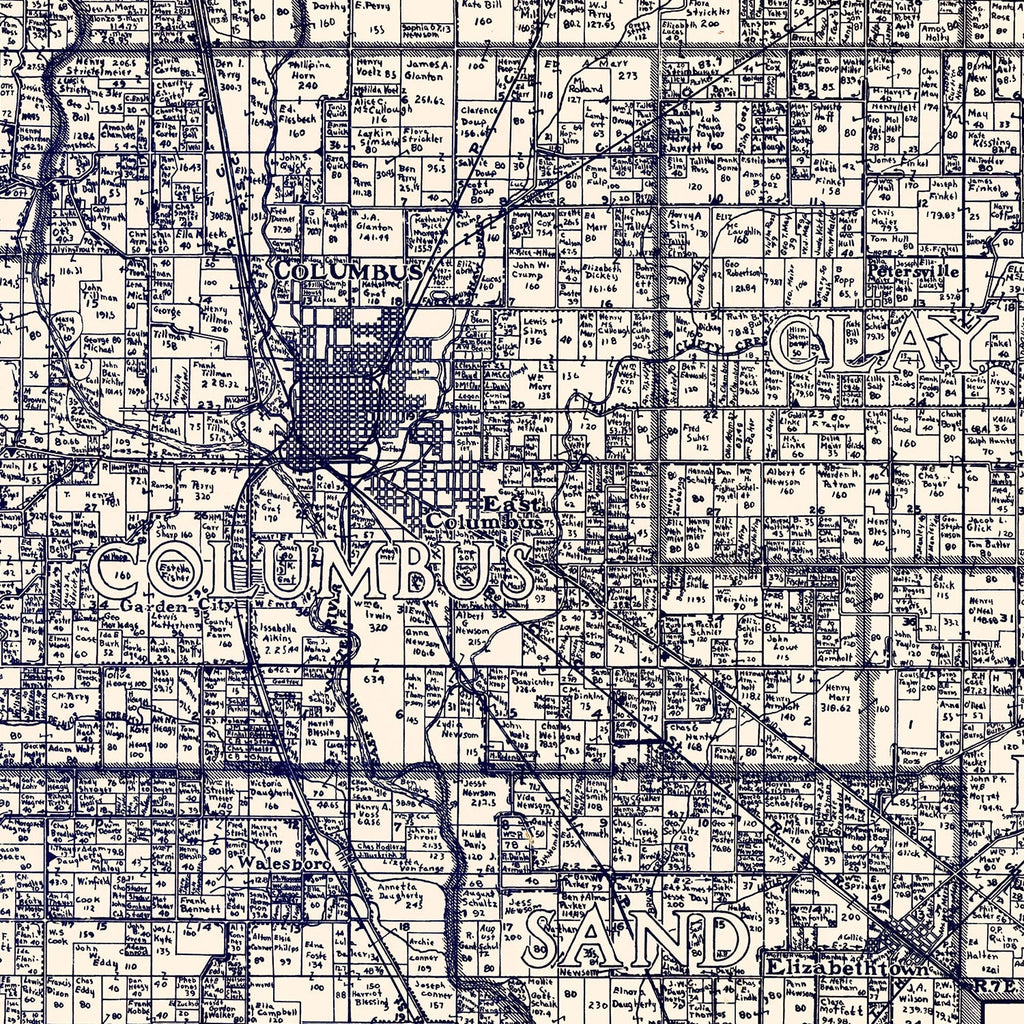 Vintage Map of Bartholomew County, Indiana 1925