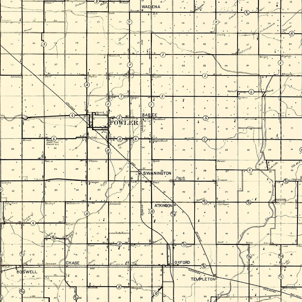 Vintage Map of Benton County, Indiana 1909