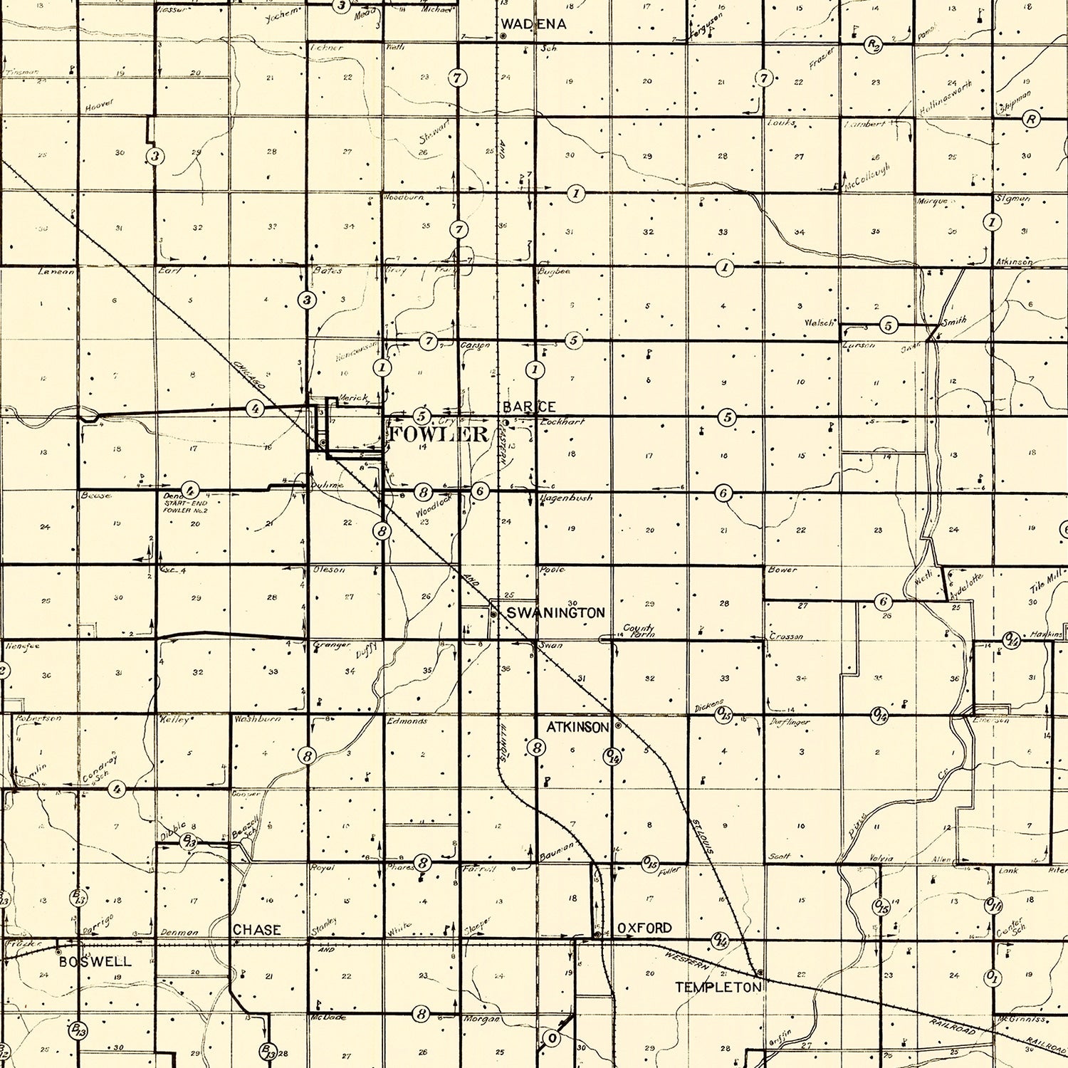 Vintage Map of Benton County, Indiana 1909
