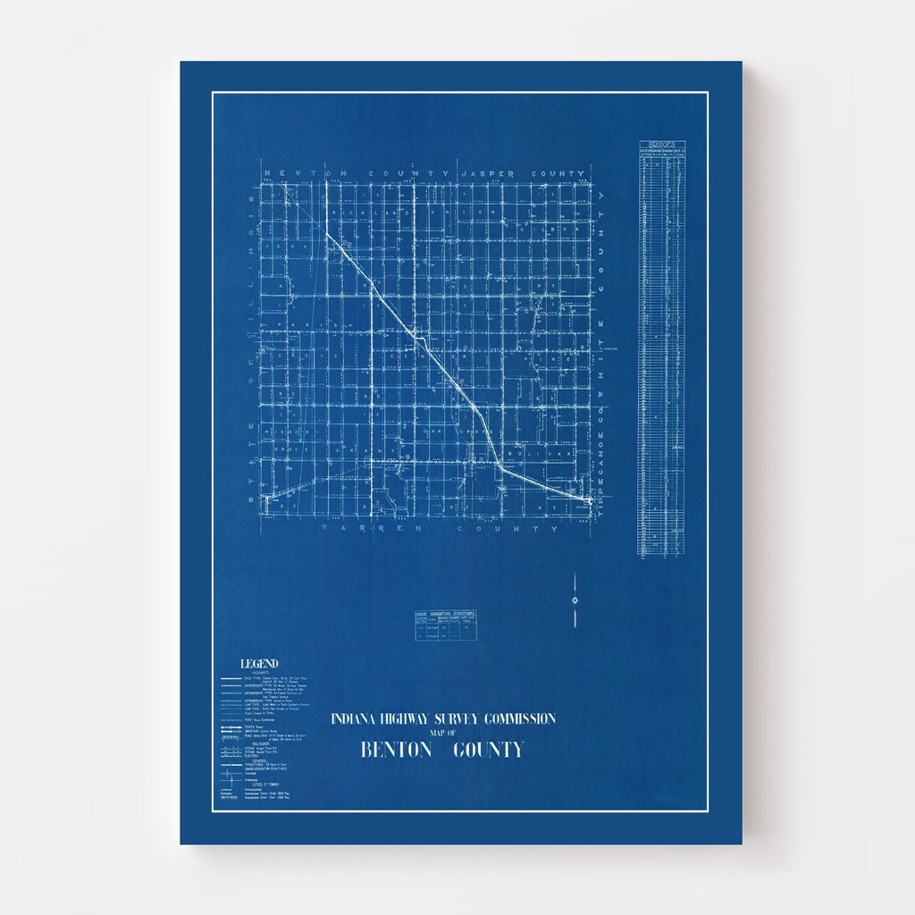 Vintage Map of Benton County, Indiana 1936