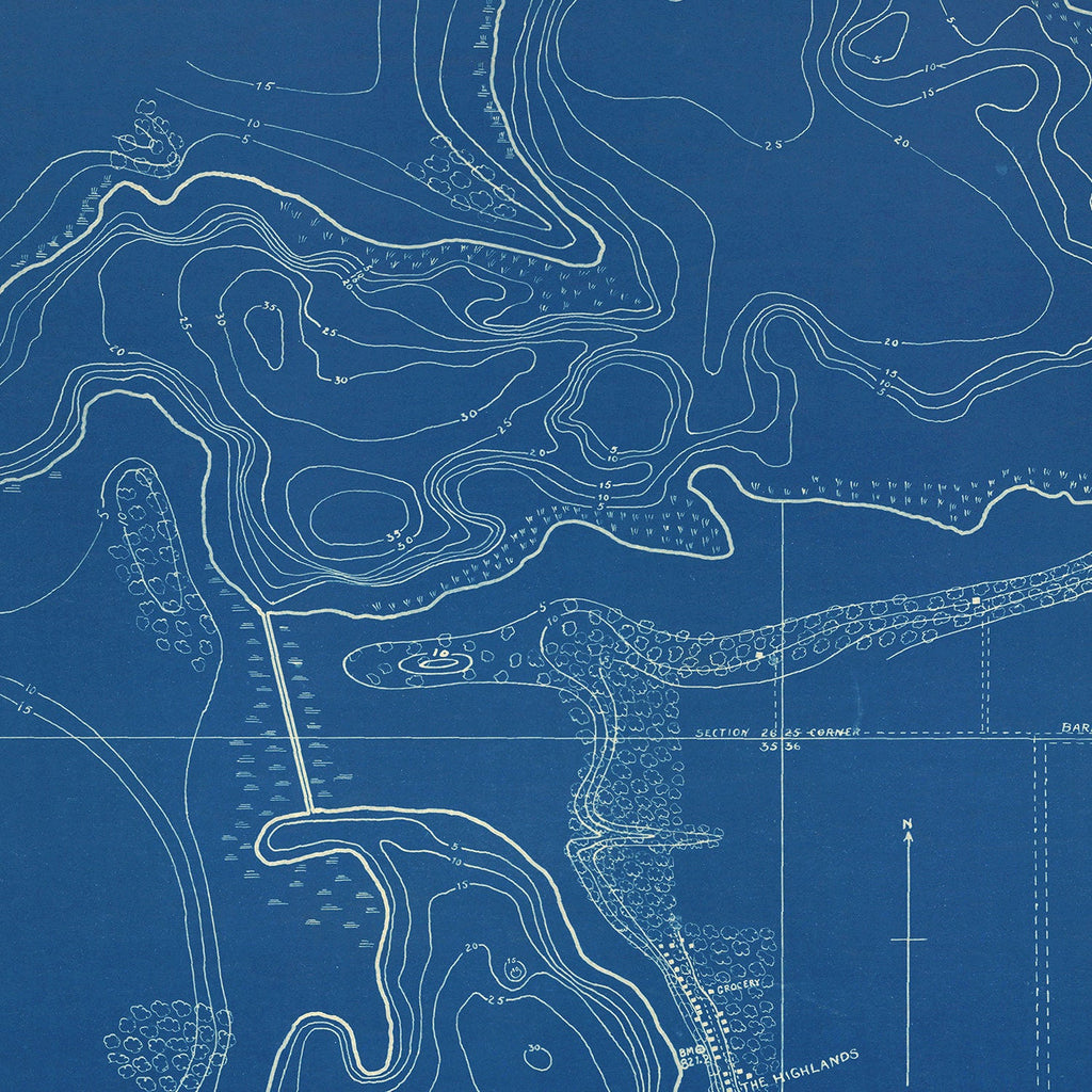 Vintage Big & Little Chapman Lakes, IN Map 1922