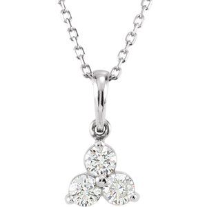 14K White Gold 1/3 CTW Diamond Three-Stone 18" Necklace