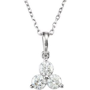 14K White Gold 1/2 CTW Diamond Three-Stone 18" Necklace