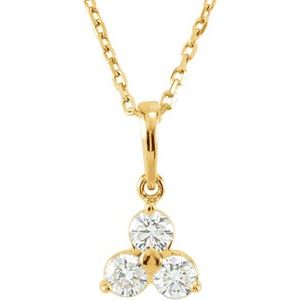 14K Yellow Gold 1/3 CTW Diamond Three-Stone 18" Necklace